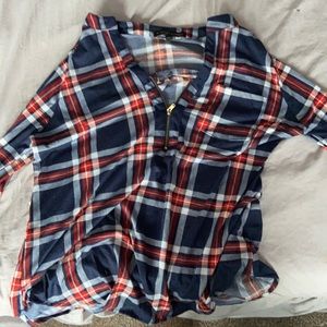 Gold zipper Plaid shirt